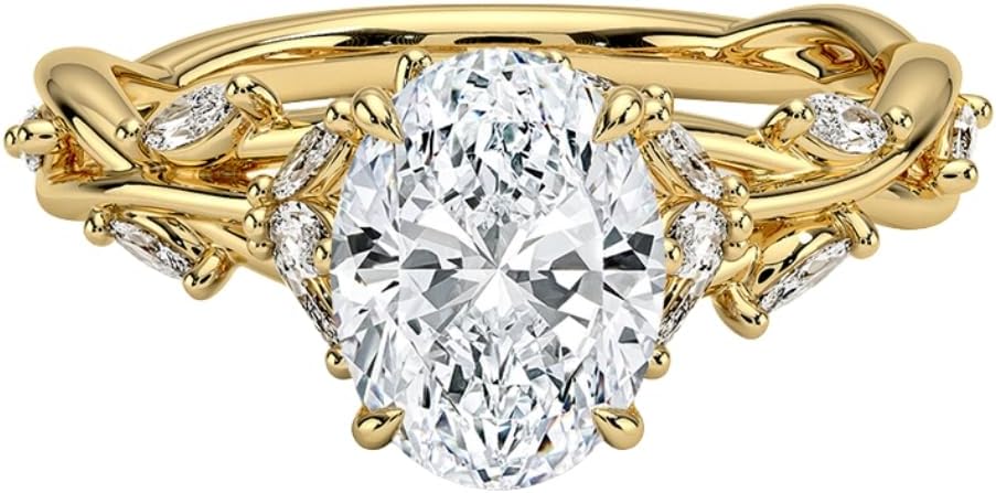 1 | 1.5 | 2 Ct Moissanite Engagement Ring 10k 14k 18k Gold & 925 Sterling Silver Leaf Style Moissanite Ring Christmas Gift For Women