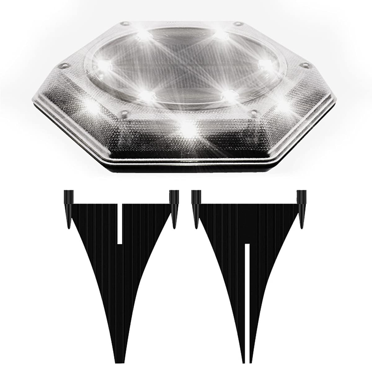 Lampy dyskowe zasilane energią słoneczną, 2 szt. solarne lampki podłogowe z 12 diodami LED ścieżka ogrodowa zewnętrzne oświetlenie w ziemi, oświetlenie krajobrazowe wodoodporne światła ścieżki do chodnika na podwórku, zimna biel