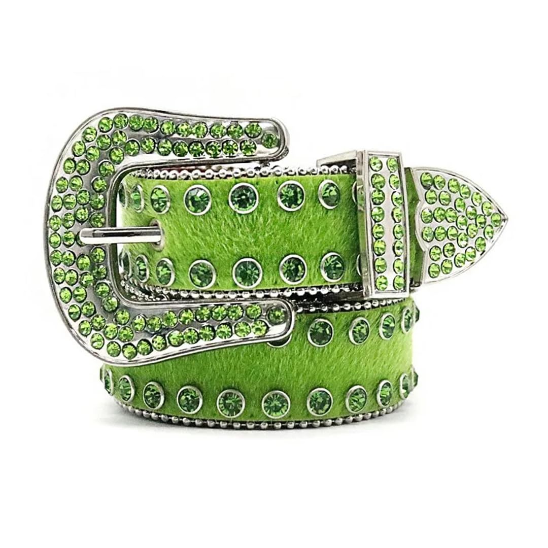 Cinturón de piel suave con diamantes de imitación para mujer, con hebilla, para fiesta, discoteca, vestido, hebilla