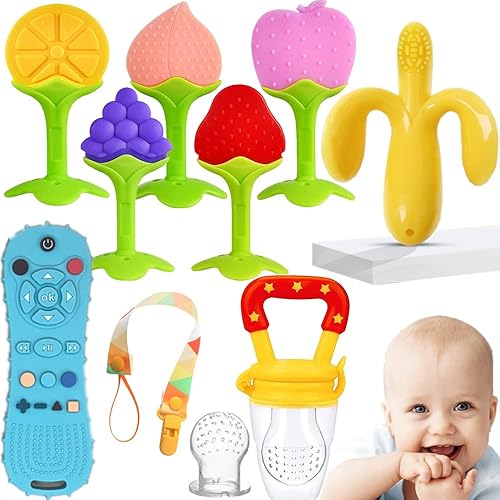 Juguetes de dentición para bebés de 0 a 6 meses, 6 a 12 meses, congelador, sin BPA, silicona para mordedores, regalos para bebés para niñas y niños,