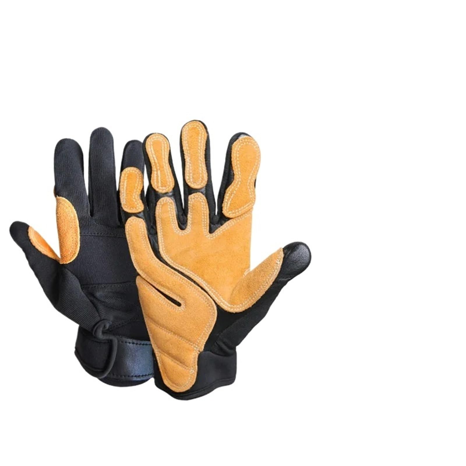 Genérico Guantes gruesos de escalada con dedos completos for entrenamiento de rappel, descenso, caída de cuerda y rescate al aire libre(Black)