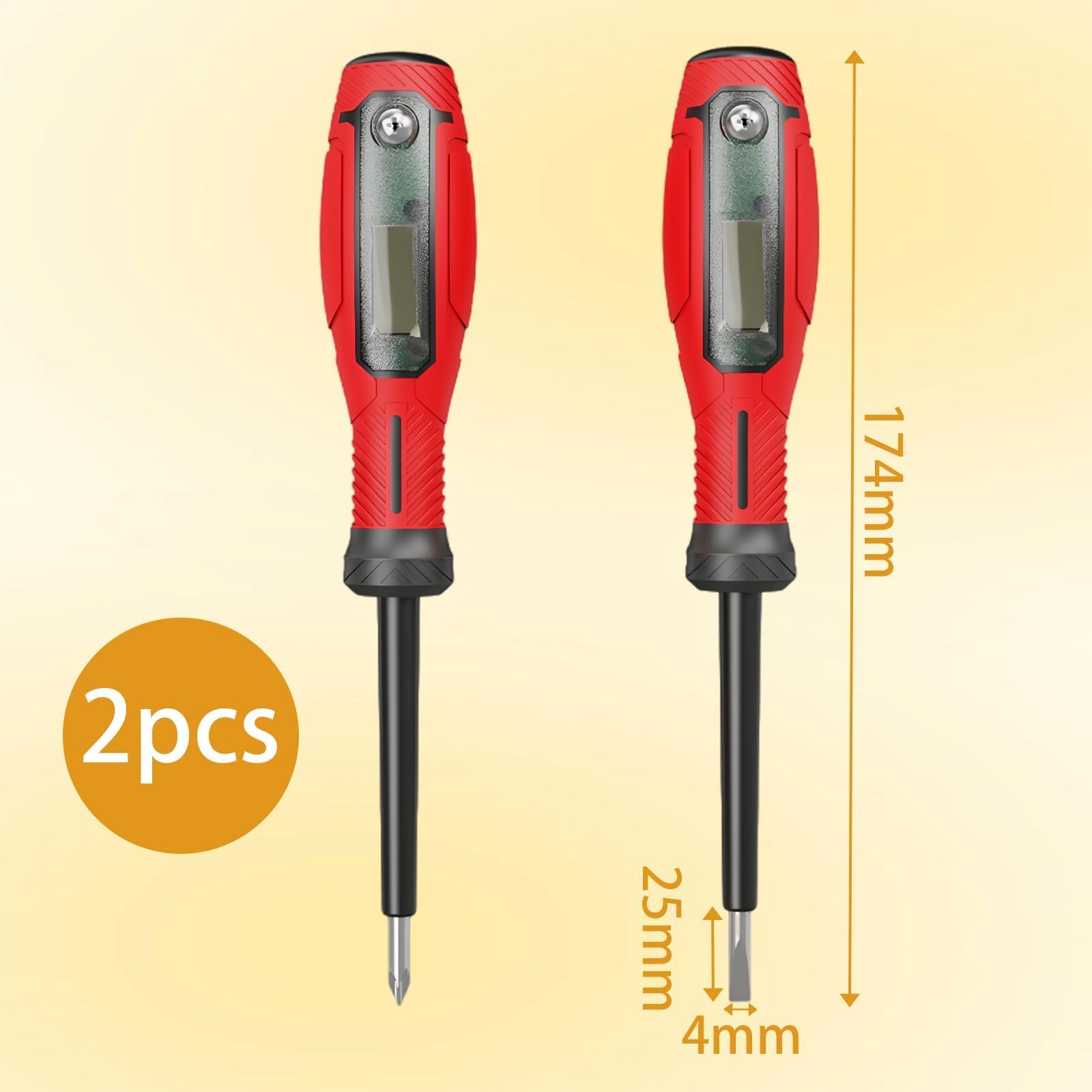 2 Pezzi Cercafase Professionale Cerca fase Senza Contatto con Display LCD, Cacciavite Cercafase 2 in 1, Punta Cacciavite Magnetico, Allarme Acustico Elettricisti, Penna Tester di Tensione e Corrente