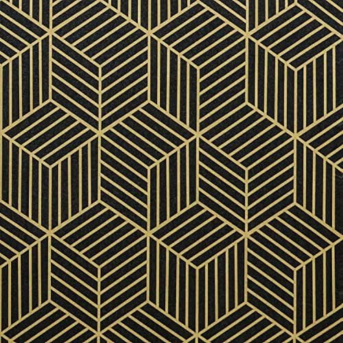 Micpolo 17.7"X118"Black and Gold Wallpaper Modern Geometric Hexagon Peel and Stick Wallpaper Removable Contact Paper Self Adhesive Wallpaper Decorative for Wall Shelf Drawer Liner Cabinet Countertop