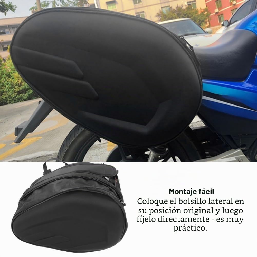Bolsa Sillín Motocicleta Gran Capacidad Tela Oxford 600D Impermeable Universal para Viajes Negro