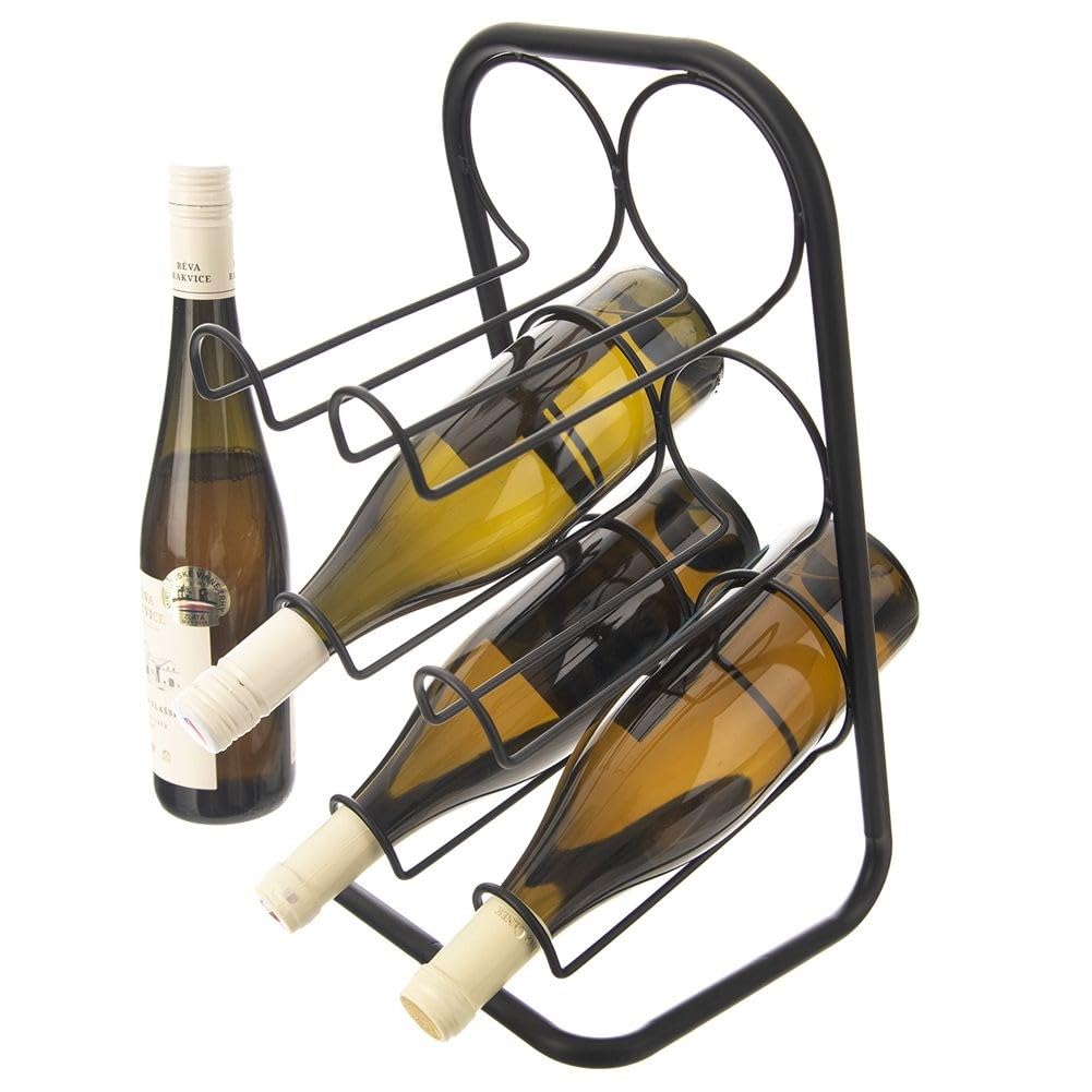 orion group Stojak na wino, stojak na butelki, stojak na wino, stojak na butelki wina, uchwyt na butelki wina, z metalu, czarny, na 6 butelek wina 22,5 x 39 cm