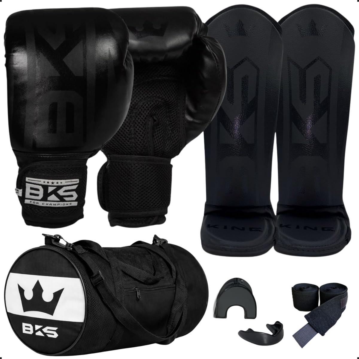 Kit De Boxe Kickboxing Luva Caneleira Bolsa Bandagem Bucal | Kit completo para Boxe, Muay