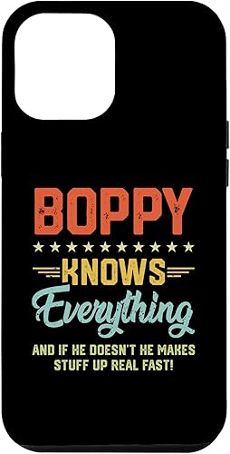 Funda para iPhone 12 Pro Max para hombre, Boppy lo sabe todo, divertido chistes de abuelos y padres
