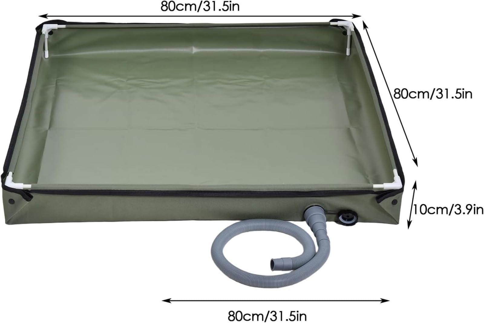 Piatto doccia portatile, 2 in 1, pieghevole, con tubo di scarico, 80 x 80 x 10 cm, resistente, Oxford, impermeabile, tenda da sole, per esterni, per camper, campeggio, animali domestici