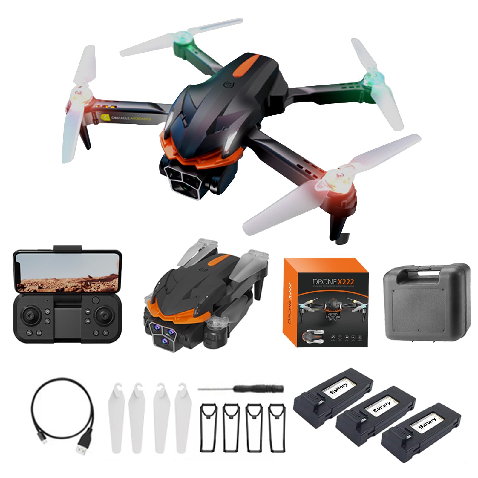 Drone with Camera, FPV Drones for Adults, Mini Drone for Kids,HD Drone for Beginners, Foldable Remote Control Quadcopter, 360 Flips, 90° Adjustable
