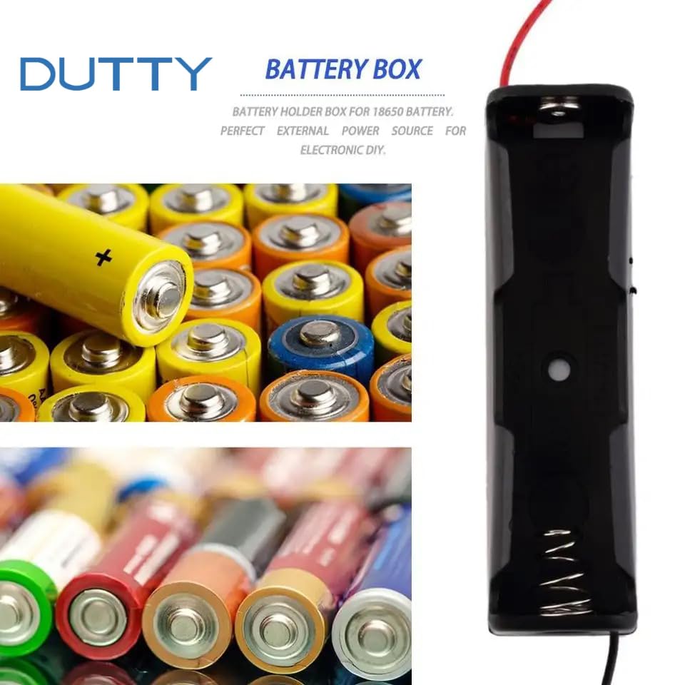 4 Pezzi 18650 Supporto Batteria, KUOQIY 2 x 3.7V Portabatterie con Cavi e Interruttore On/Off e Coperchio, con 2 Pezzi Custodia Batteria in Plastica e Cacciaviti e Viti