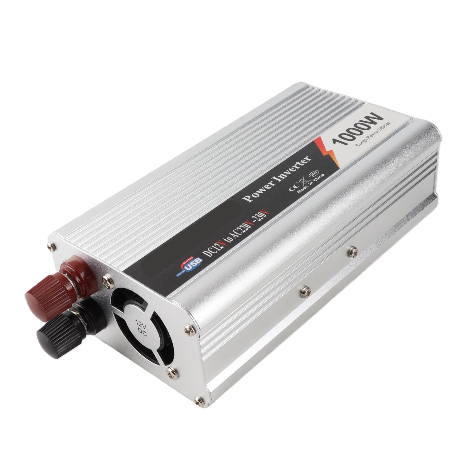 Fabater Przetwornica Mocy, 1000 W, Ciągła, 2000 W, Szczytowa, Cichy Wentylator Chłodzący, Falownik Samochodowy, Falownik Pojazdu z Portem USB do Samochodu Ciężarowego RV