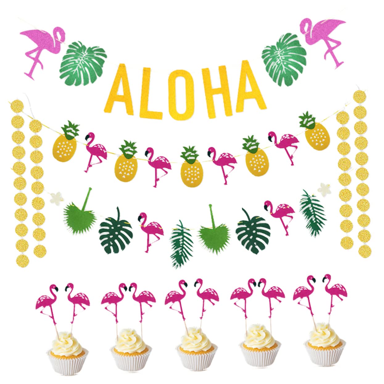 ibasenice 2stücke Hawaiian Party Dekorationsset Aloha Girlande Mit Schildkröten Und Blättermotiven Für Sommer Und Gartenpartys Teiliges Mit Bunten Tropen-accessoires Und