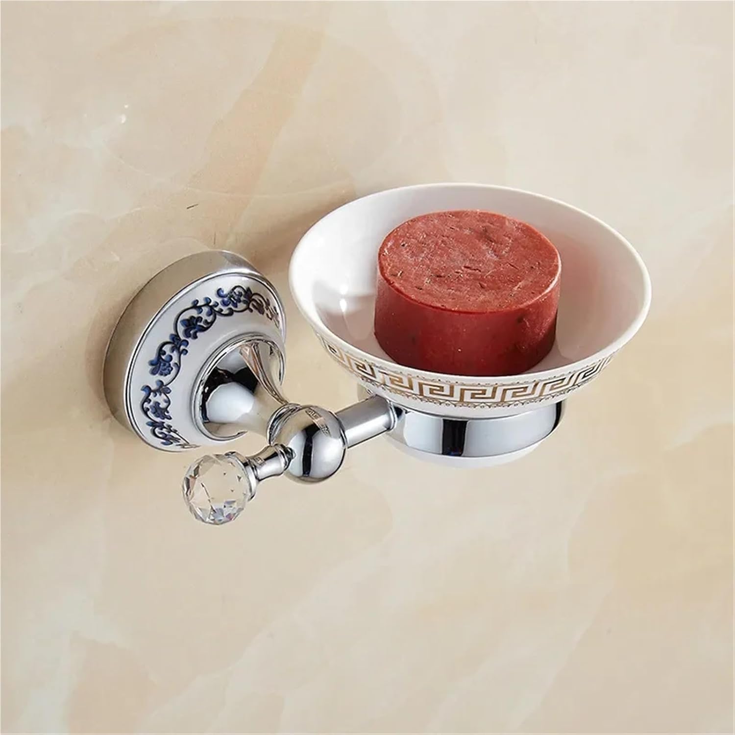 Paper Holder Crystal Bathroom Hardware Washroom Robe Hook Soap Towel Bar Cup Accessories(GJQH08S)