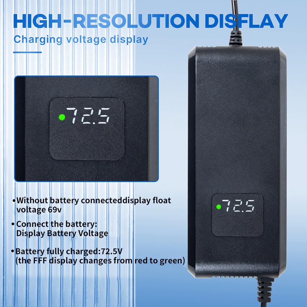 Cargador de batería de plomo ácido 60 V 20 Ah para scooters eléctricos, cargador de CA y CC con pantalla de enchufe de 3 pines