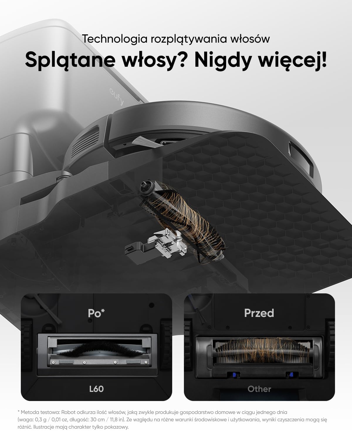 eufy Clean L60 robot odkurzający ze stacją ssącą, bardzo duża siła ssąca 5000 Pa, zapobiega plątaniu się włosów, stacja odsysająca 60 dni bez opróżniania, nawigacja laserowa iPath(odnowiona)