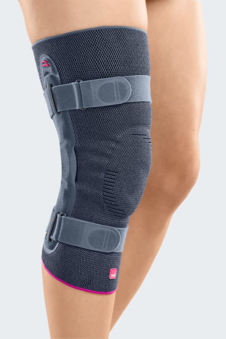 medi - Genumedi pro - Rodillera con rótula - Plata - Talla I - Rodillera para estabilización de la rodilla - Soporte de rodilla con correas - Vendaje de rodilla estabilizador