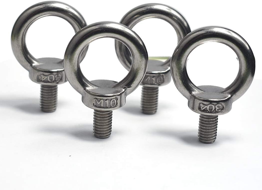 Packof4 M10 Eye Bolts for Eye Nut Fastener, Heavy Duty 304 Stainless