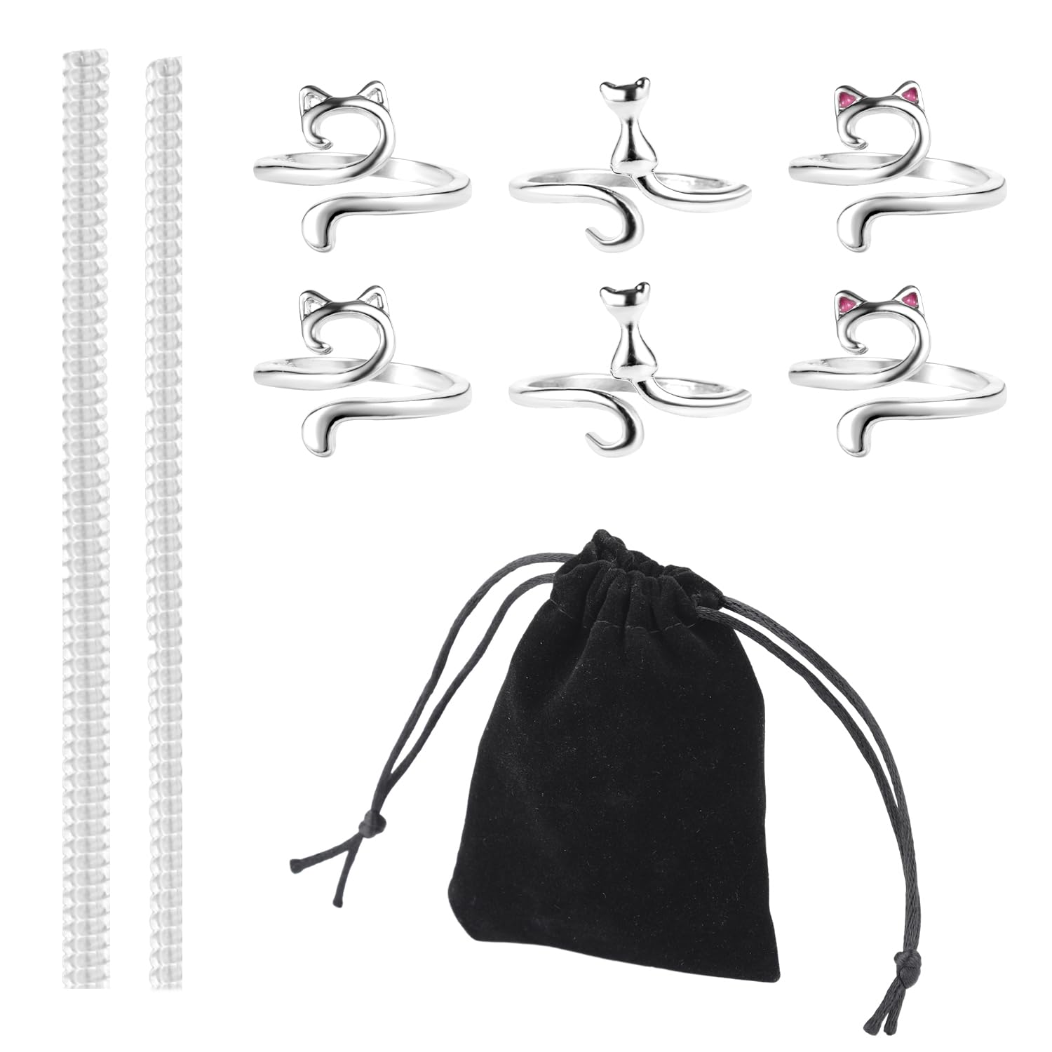 6pcs Crochet Rings for Crocheting, Adjustable Cute Cat Style Knitting Loop Crochet Ring with Ring Adjusters, Yarn Guide Finger Holder Crochet Tension Ring for Faster Knitting Women Gift
