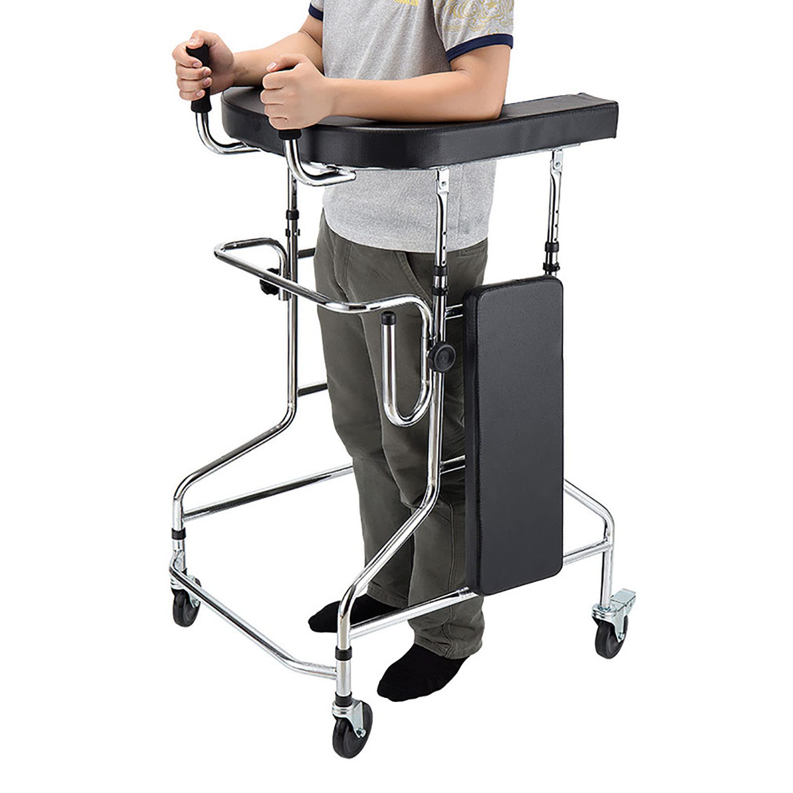 Rollator Walker mit Armlehnen Stützpolster - Gehhilfe für aufrechte Haltung im Alter, höhenverstellbarer Rollator mit 4 Rädern und aufrechter Haltung