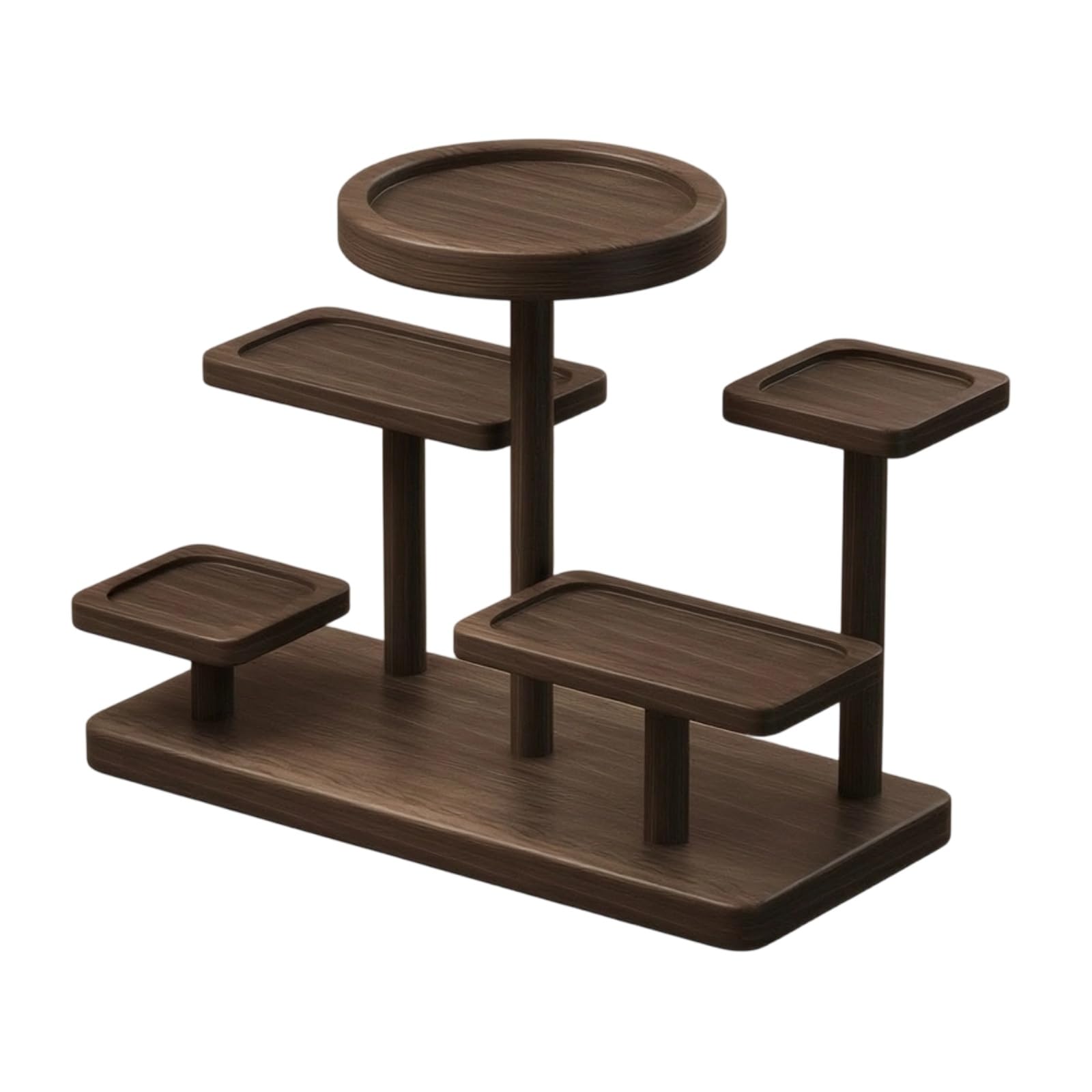 Estante Expositor Escalonado Mesa Autoportante Soporte Multinivel con Base Rectangular Rack Exhibición con Alzados, L