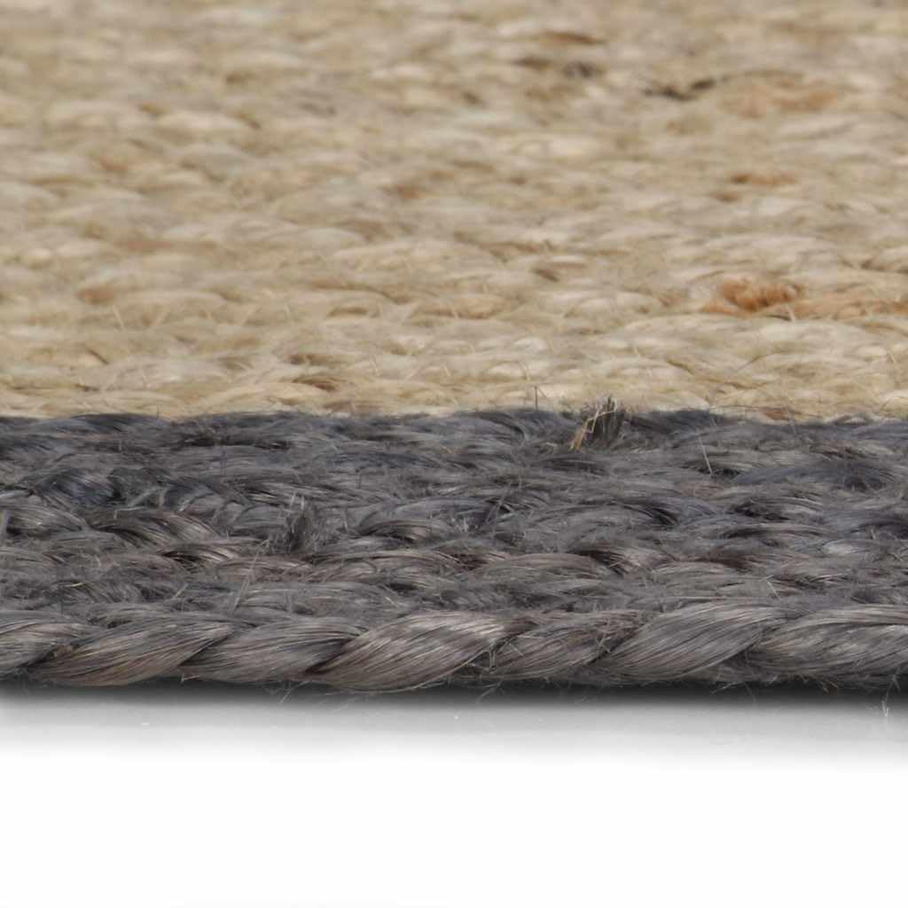 Tapis en Jute tressé Fait à la Main avec Bord Gris foncé 90 cm pour décoration intérieure Sol résistant et Durable, idéal pour Salon Chambre Cuisine ou terrasse extérieure