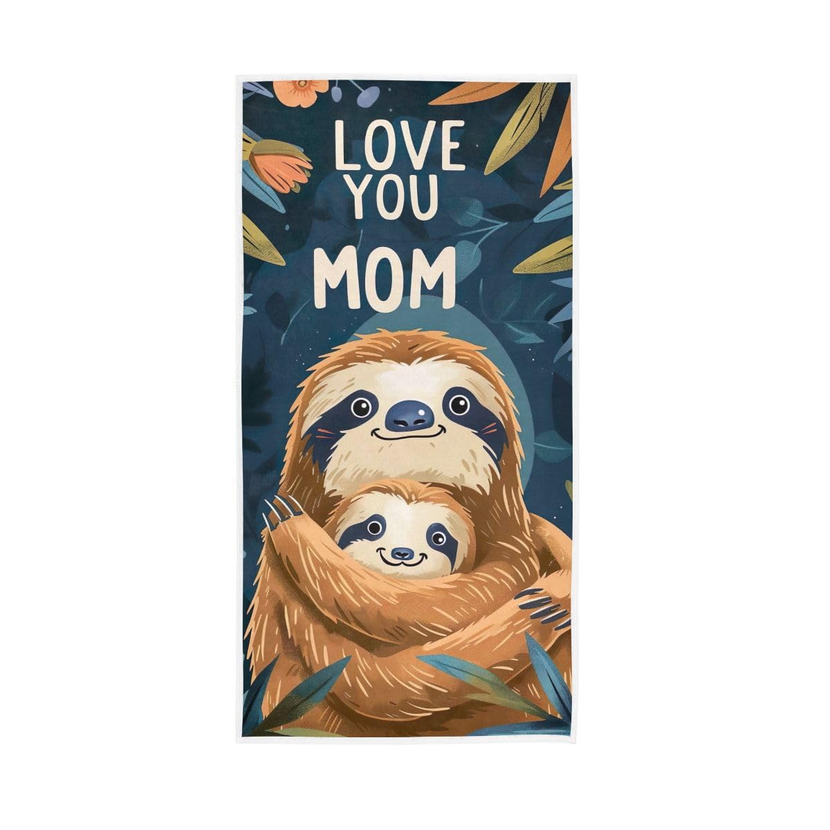 HUYGD Mother Sloth Love You Mom Hand Towels, 15 x 30 Inches, Soft Highly Absorbent Towels for Bathroom Gym Hotel