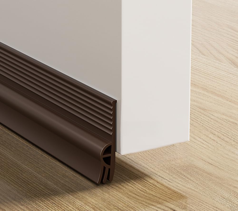 Striscia di tenuta paraspifferi per la parte inferiore della porta, striscia di tenuta insonorizzante per riempire spazi vuoti, paraspifferi per porta, paraspifferi (marrone, 100 x 2,8 cm - 5)