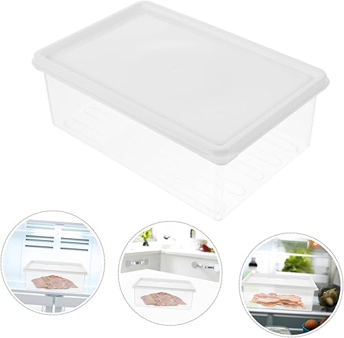 Miniatura 7 de Caja organizadora transparente para alimentos, contenedor de verduras, refrigerador, contenedor de almacenamiento de tocino, caja de almacenamiento