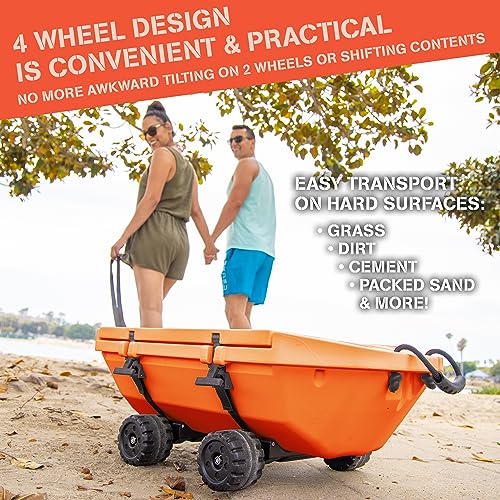 CUDDY Crawler Cooler with Wheels – 40 QT Amphibious Floating Cooler and Dry Storage Vessel – Orange, Navy, Tan, or White