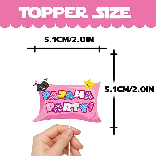 Miniatura 2 de 18 piezas de pijama rosa con purpurina para decoración de postre para niñas, pijamadas, niñas, pijamadas, suministros de decoración temática de niña
