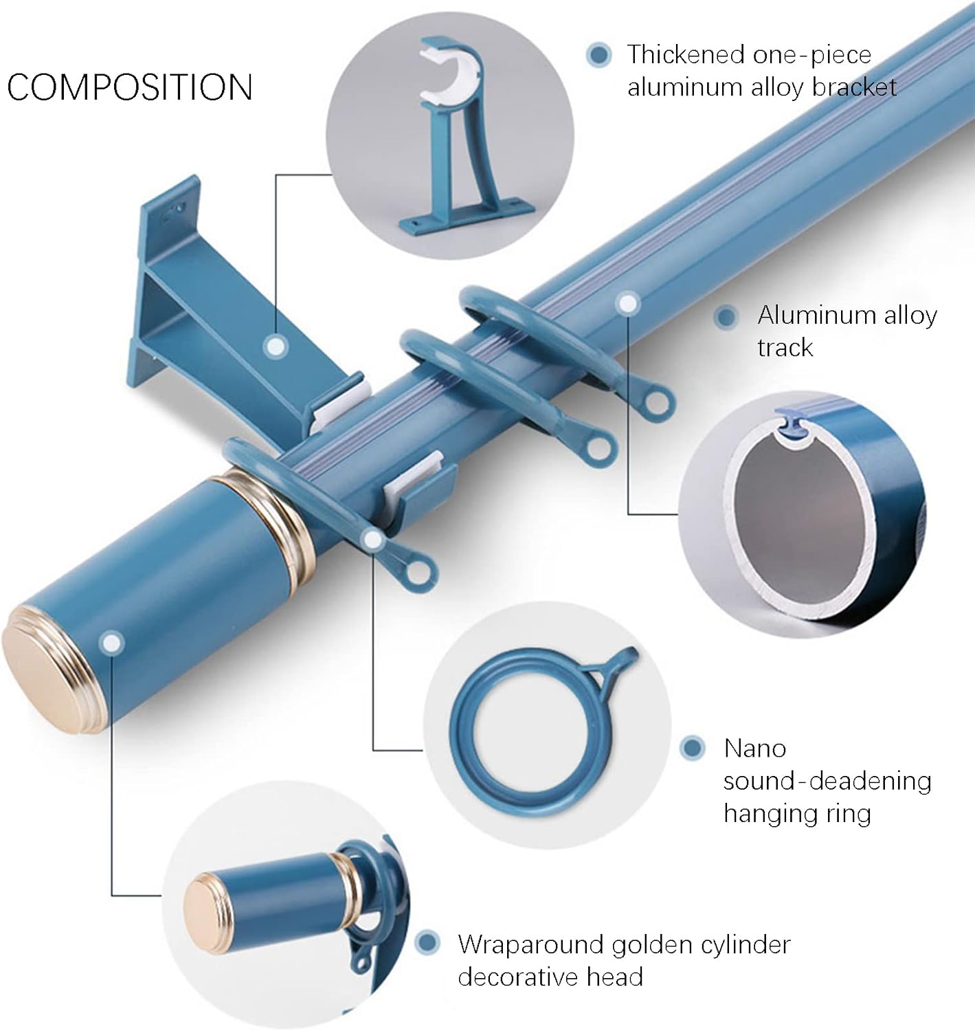 Double Curtain Rods for Windows Aluminum Thickness 1.3mm Heavy Duty Double Window Rods Anti-noise Decorative Curtain Rod Set for Living room, Bedroom, Bathroom (3m/9.84ft, Rose Gold)