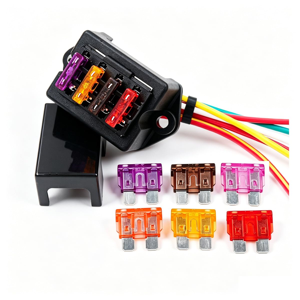 ARTGEAR 2-Input 4-Output Car Standard Blade Fuse Holder (Apply to 1~40 AMP), ATC ATO 4 Way Box with Wire for Car/Boat/Marine/Trike, Block 10 Free (3A/5A/7.5A/10A/15A/20A/25A/30A/35A/40A)-image-42