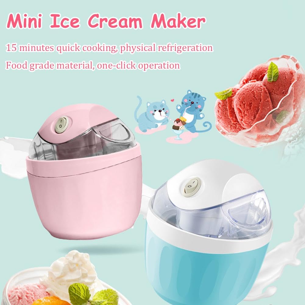 Mini máquina de helados para el hogar, mini máquina eléctrica rápida de 15 minutos, máquina personal de helado y sorbete, máquina eléctrica compacta para cocina, golosinas familiares