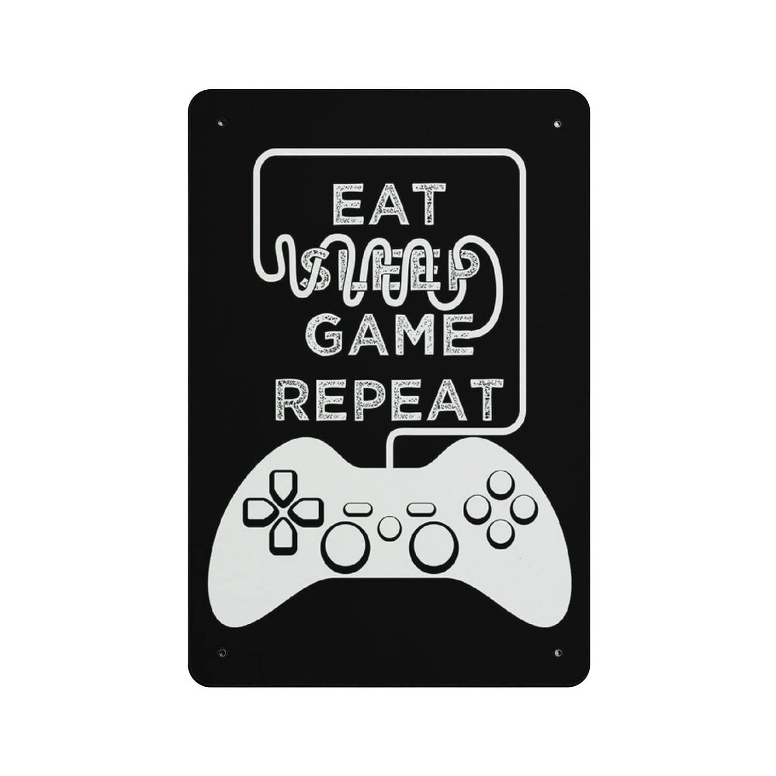 Metal Tin Sign Eat Sleep Game Repeat Vintage Tin Poster Metal Sign Wall Decoration Country Kitchen Home Garage Decor 12"x8"