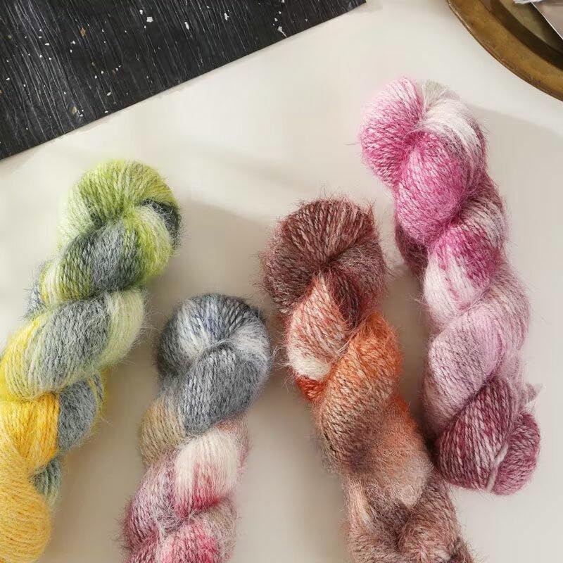 6/10 Rollos de Hilo de Lana de Fibra Larga Degradado de 100 g, Hilo Suave para Tejer a Mano, para Gorros, Bufandas, Suéteres, Chales y Mantas de Ganchillo DIY