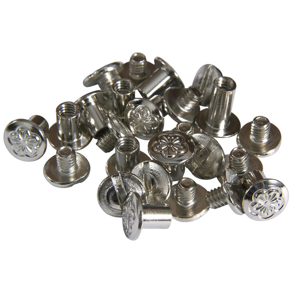20 Pack 1/4 in. Western Horse Saddle Flower Chicago Screw Nickel Plated
