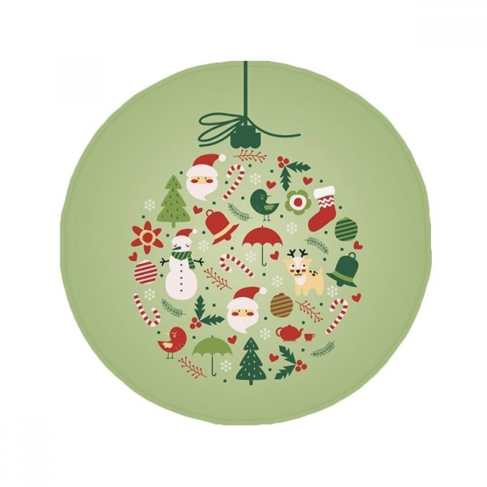 Tapis de sol chien chat rond 50x50cm antidérapant Motif Noël