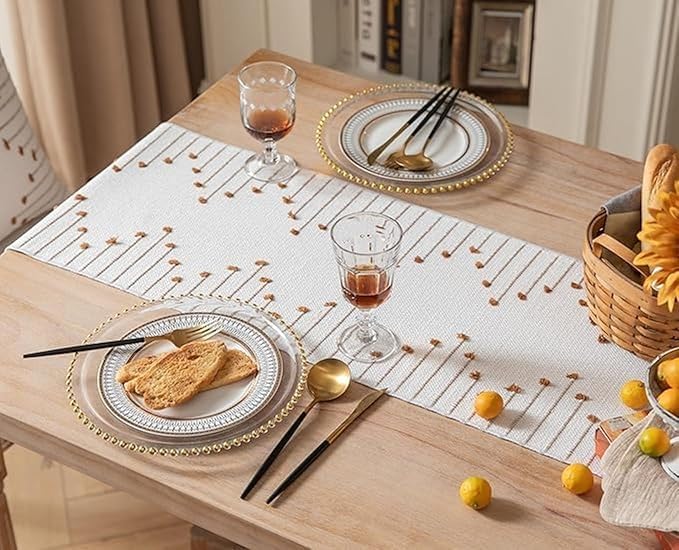 Image of Premium Boho Cotton Table Runner for 4 6 Seater Dining Table |Center Table |Coffee Table|Dining Table|Eating Area|Table Decor(14*72 INCHES)|Brown W| SZPR 057