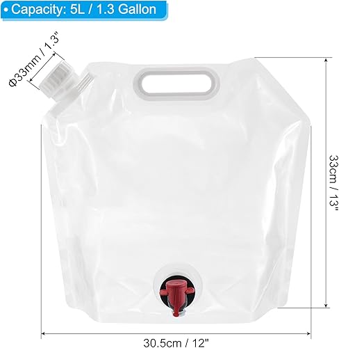 Miniatura 2 de PATIKIL Bolsa de contenedor de agua plegable de 1.3 galones con espita, contenedor de agua plegable de polietileno para camping, senderismo,