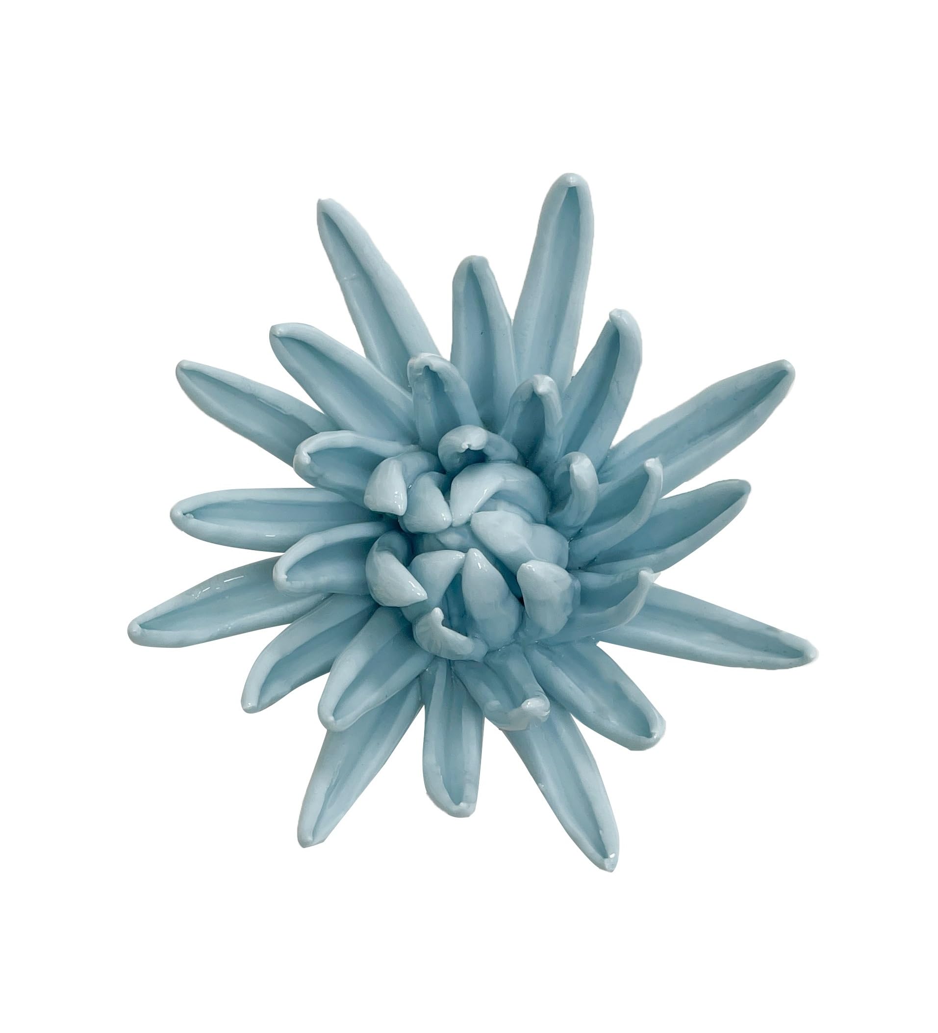 Amerry Blue,Chrysanthemum Chrysanthemum, 3.54" Ceramic Flower Wall Art, Artificial Plant Wall Sculpture，Handcrafted 3D Hanging Porcelain Flowers,3D Wall Hanging Decor,Porcelain Flower Wall Décor For Home，Hallway，Kitchen
