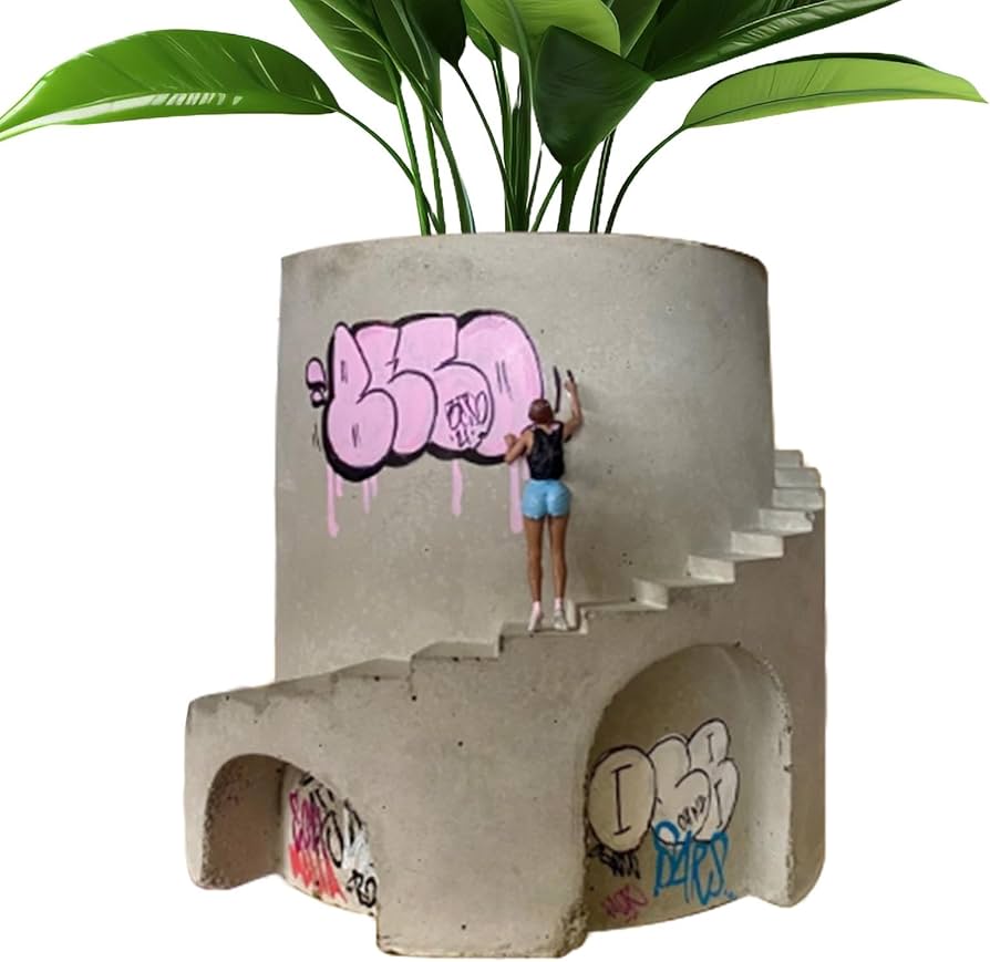 Amazon.co.jp: Zqkimzi グラフィティ植木鉢、ストリートアート多肉植物