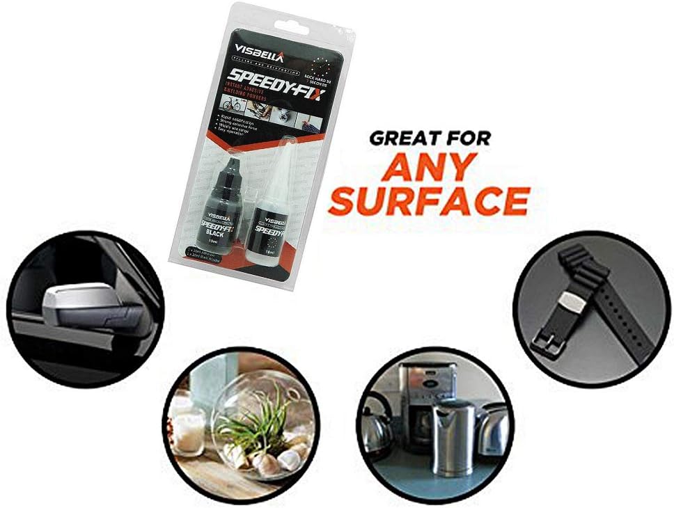 Visbella Quick bonding Speedy-fix Liquid Glue 7 Second for Metal Steel Plastic Wood Rubber Ceramic Repair (Dark Gray Powder)