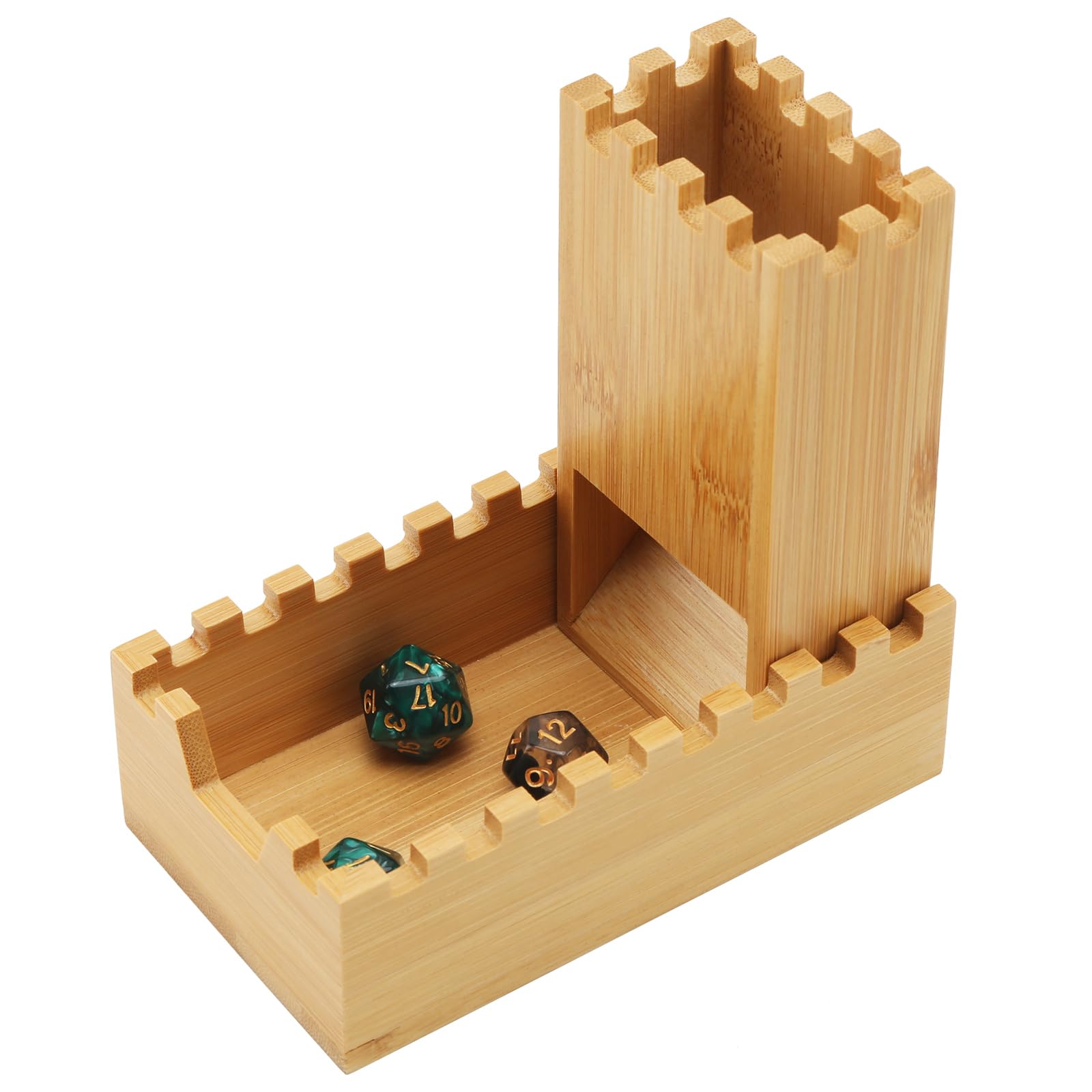 DICEEVIL Bamboo Dice Tower,Foldable Handmade Bamboo Dice Rolling Castle Collapsible Dice Chest for Sci-Fi, War, Crime Theme Tabletop Games