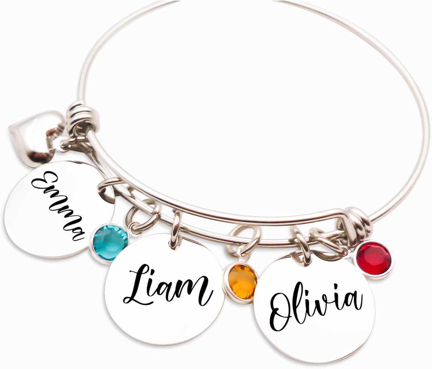 Mother’s Day Gifts-Customizable Bangle Bracelet With Name Charms Gift For Mom-Grandma- Godmother - Image 2