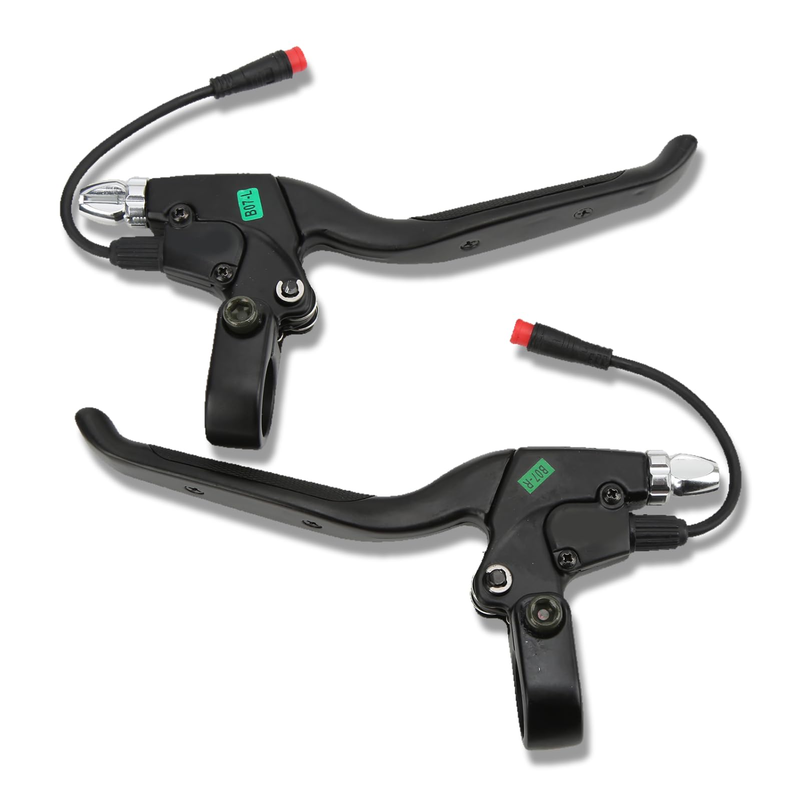 equlup 1Pair Electric Scooter Brake Lever, Left Right Brake Handle with 2pin Waterproof Connector Aluminum Alloy BrakeLever Handle Bar Grips for Electric Bike Scooter