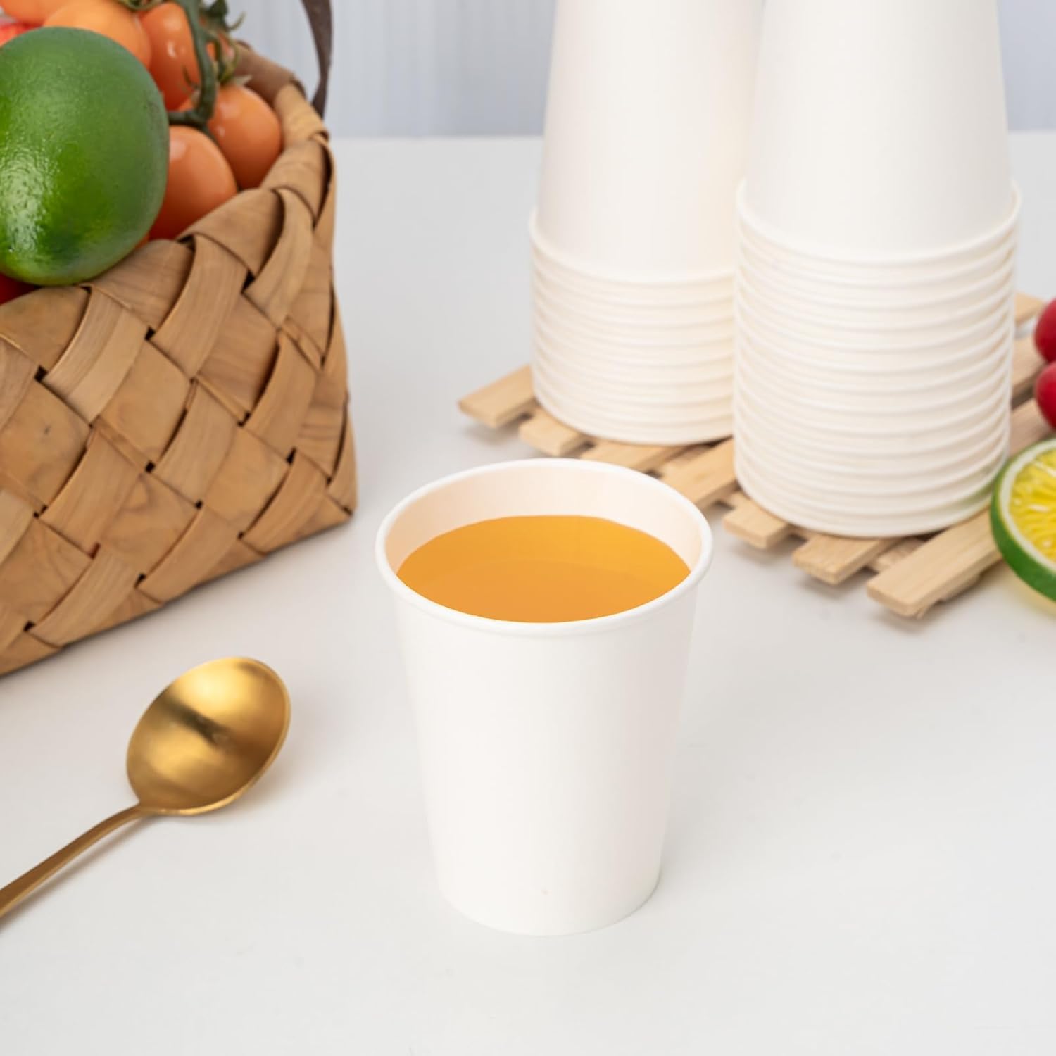 RACETOP 8 oz 500 Pack Disposable Paper Coffee Cups, Disposable Paper Cups, Hot Coffee Cups for Office, Party, Home - Image 6