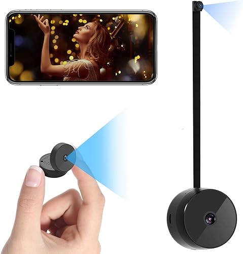 PAMBRUM Cámara espía, mini cámaras ocultas de 1080P, cámara de seguridad inalámbrica Wi-Fi con 2 lentes de 90 Flip Detector de movimiento de visión