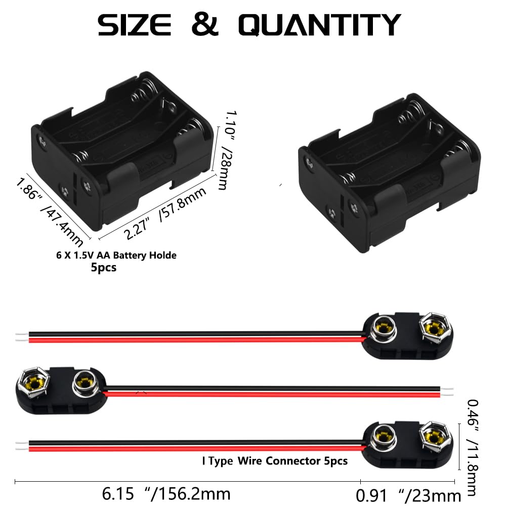 6x AA Batteriehalter Mit Schalter – 3-fach, 4,5V Ausgang, 15 Cm Kabel, Für DIY Projekte
