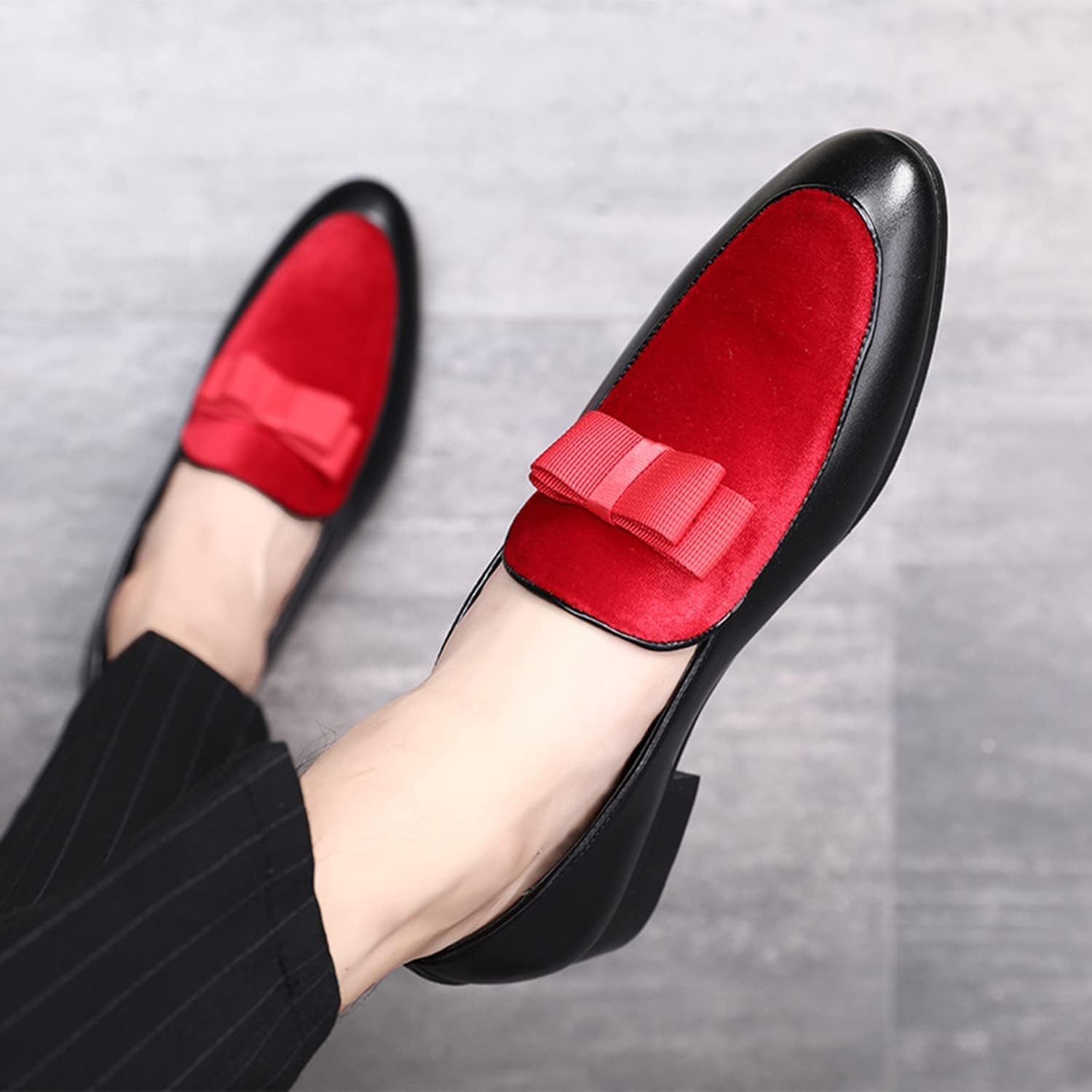 Męskie skórzane buty na co dzień wsuwane mokasyny miękkie vintage luksusowe męskie suknie ślubne buty na studniówkę z kokardą damskie/B/40EU