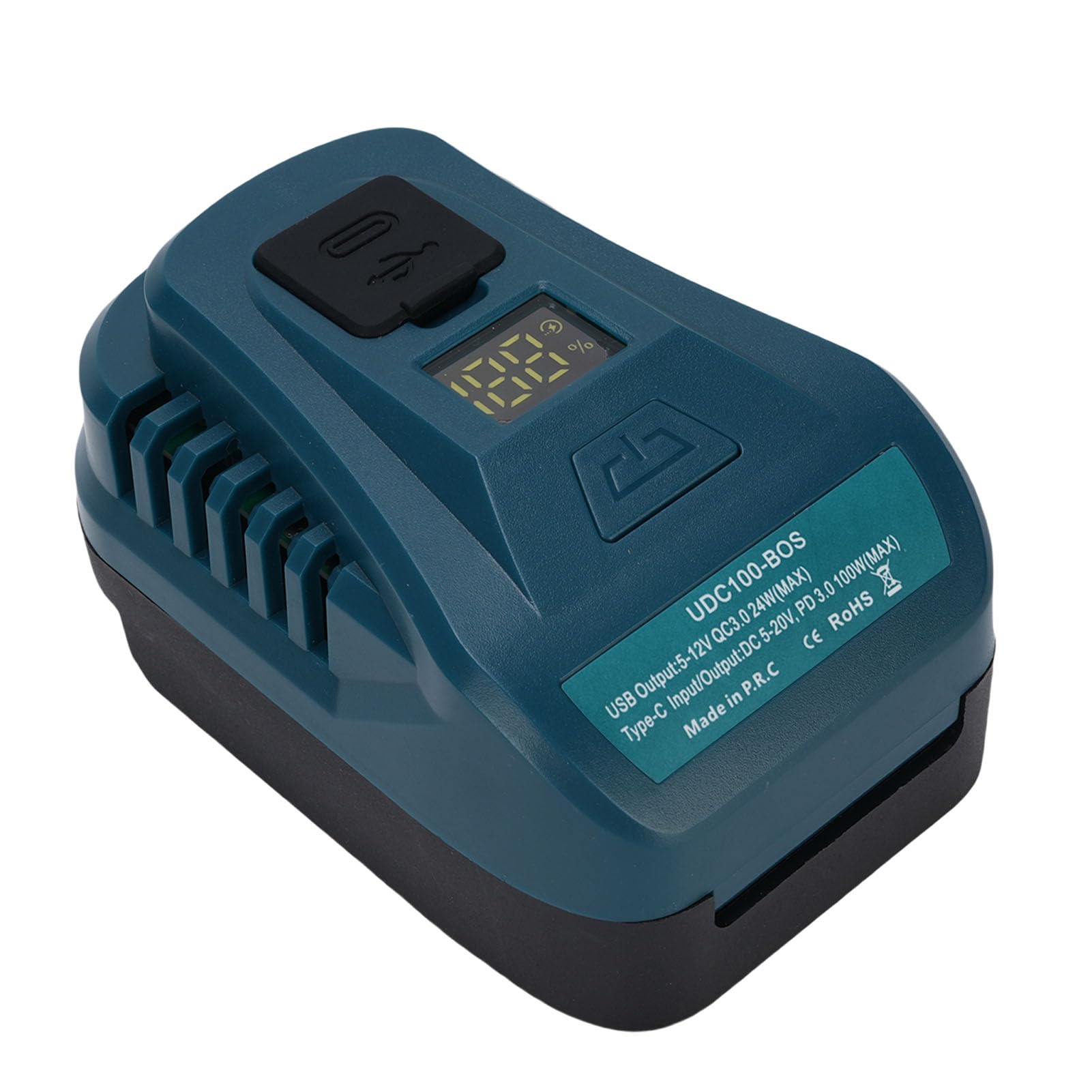 Konwerter szybkiej ładowarki 100 W z wyjściem USB typu A i typu C, wyświetlaczem mocy LED i ładowaniem dwukierunkowym, kompatybilny z akumulatorami litowo-jonowymi BAT609 BAT611
